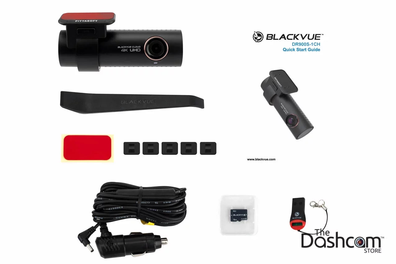 BlackVue DR900S-1CH Single Lens 4K GPS WiFi Cloud-Capable Dashcam w/ 16GB Memory Card
