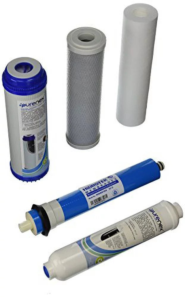 IPW Industries Inc-Purenex 1C-1GAC-1S-1I-1M50 Reverse Osmosis RO Filter Replacement Set with 50 GPD Membrane