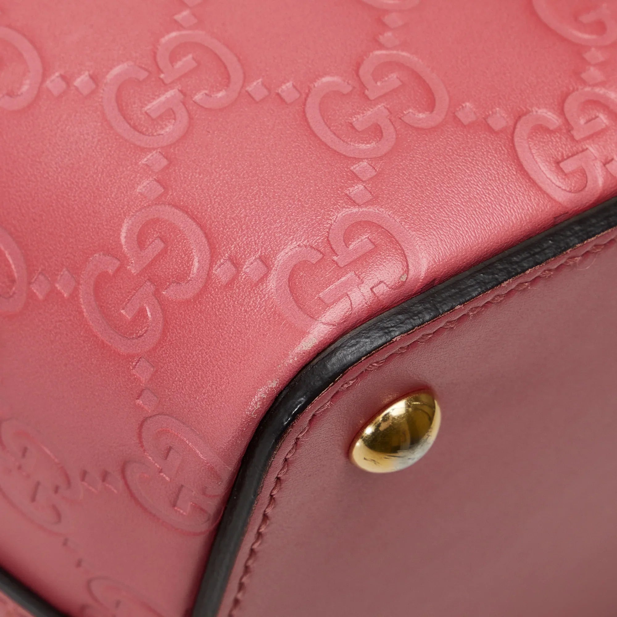 Pre-Owned Authenticated Gucci Guccissima Satchel Calf Leather Pink Unisex (New with Defects)