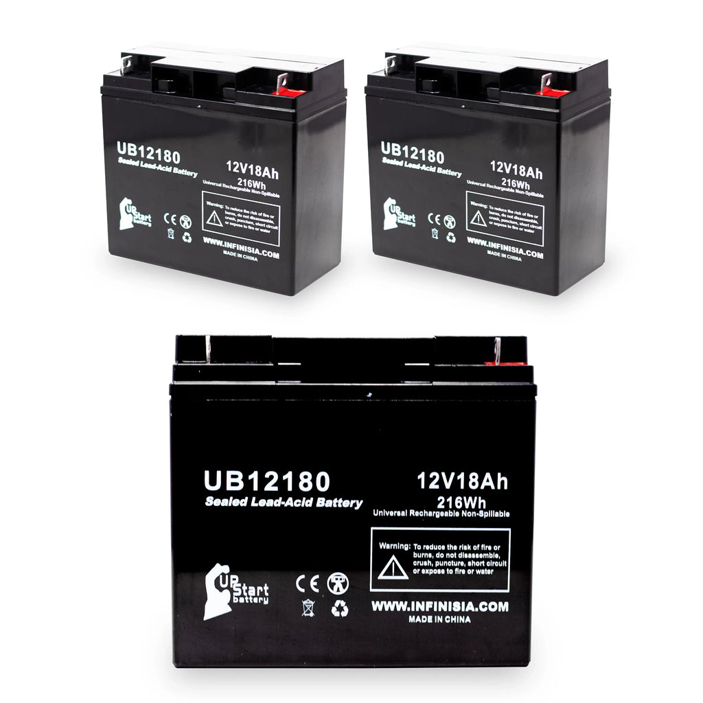 3x Pack - Compatible CSB BATTERY OF AMERICA GP12170B1 Battery - Replacement UB12180 Universal Sealed Lead Acid Battery (12V, 18Ah, 18000mAh, T4 Terminal, AGM, SLA)
