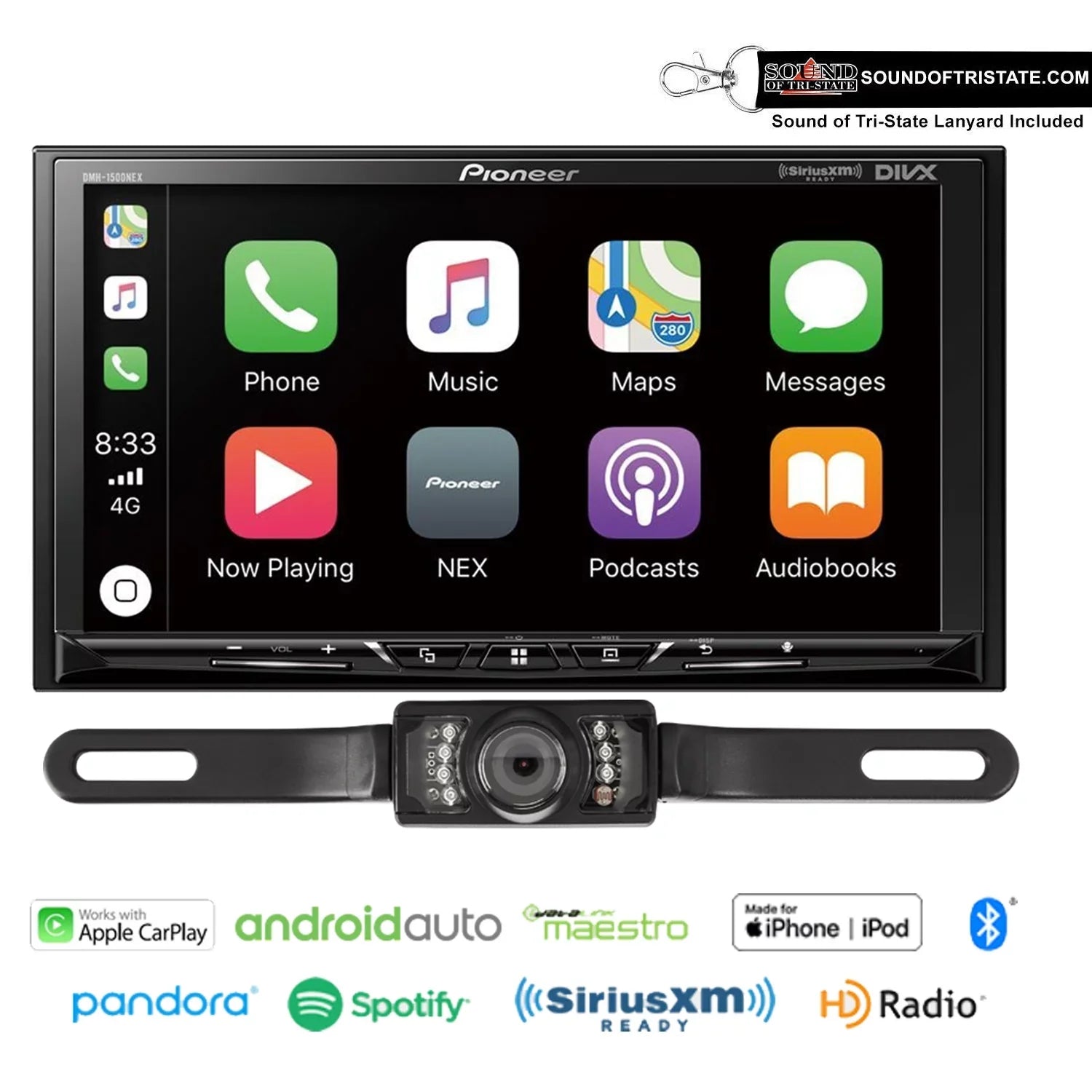 Pioneer DMH-1500NEX 7" Digital Media Receiver with License Plate Backup Camera