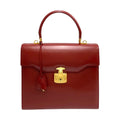 Pre-Owned GUCCI Gucci Old Vintage Ladylock Calf Leather Genuine Handbag Mini Tote Bag Red (Good)