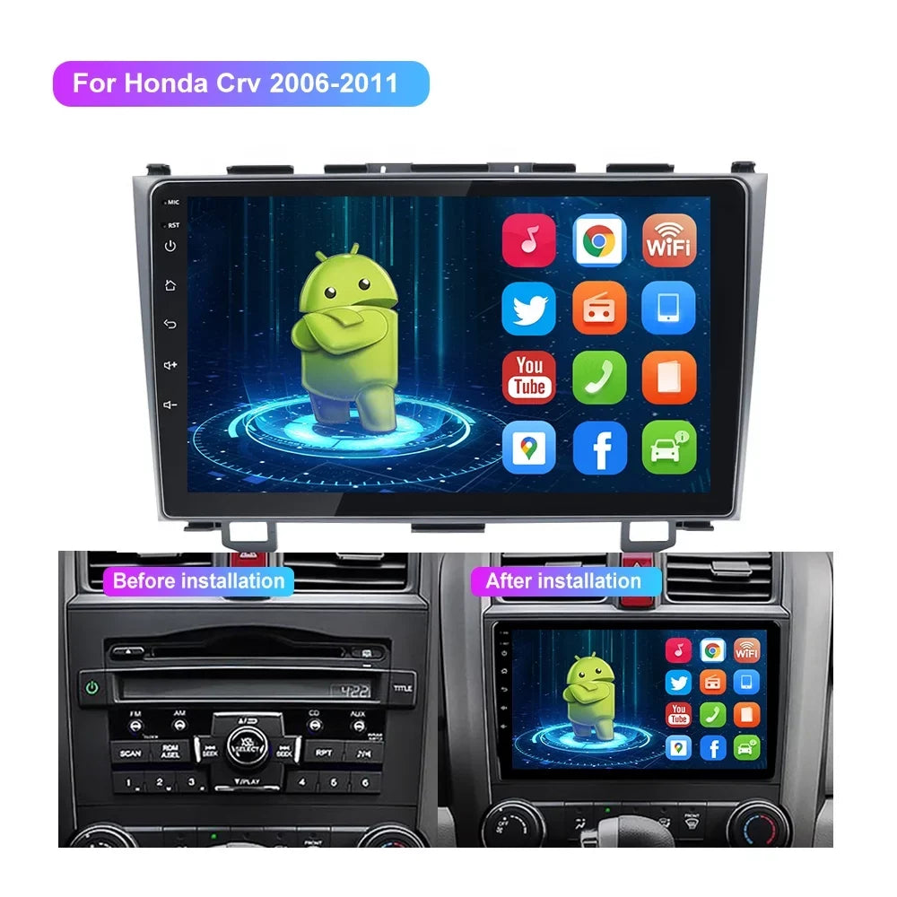 JMANCE Double Din Car Stereo with Bluetooth for Honda CR-V 2007-2011 Android 10 GPS Navigation Quad Core 2+16GB with Free Backup Camera