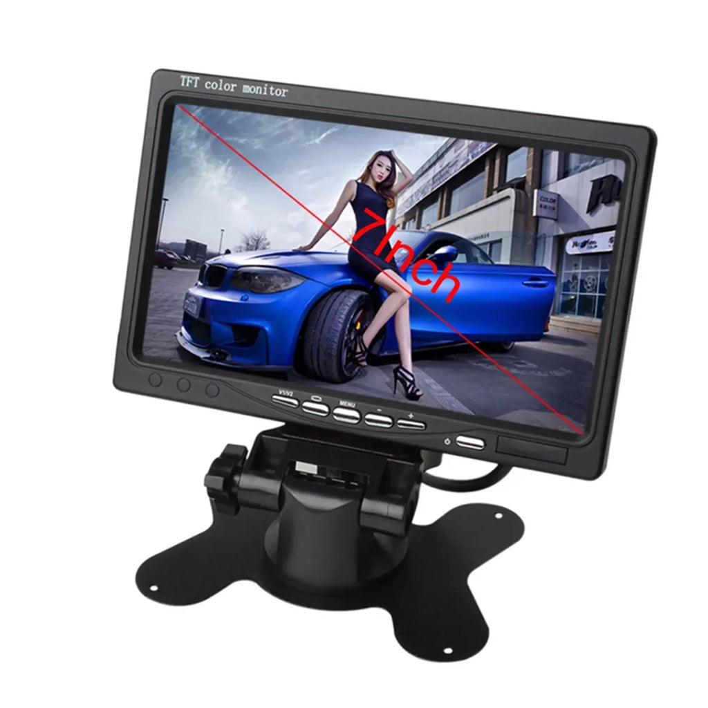 Aibecy 7 Inch HD Monitor Display Display TFT Car Monitor Monitor HD 1024x600 Display AV Input Built-in Speaker For Trucks Bus RV Trailer Reverse Rear View Backup Camera