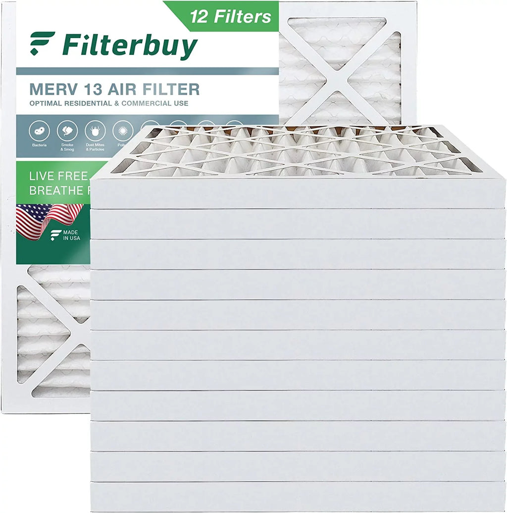 Filterbuy 20x20x2 MERV 13 Pleated HVAC AC Furnace Air Filters (12-Pack)