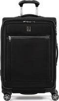 Travelpro Platinum Elite Softside Expandable Checked Luggage, 8 Wheel Spinner Suitcase, TSA Lock, Men and Women, Shadow Black, Checked Medium 25-Inch Checked-Medium 25-Inch Shadow Black