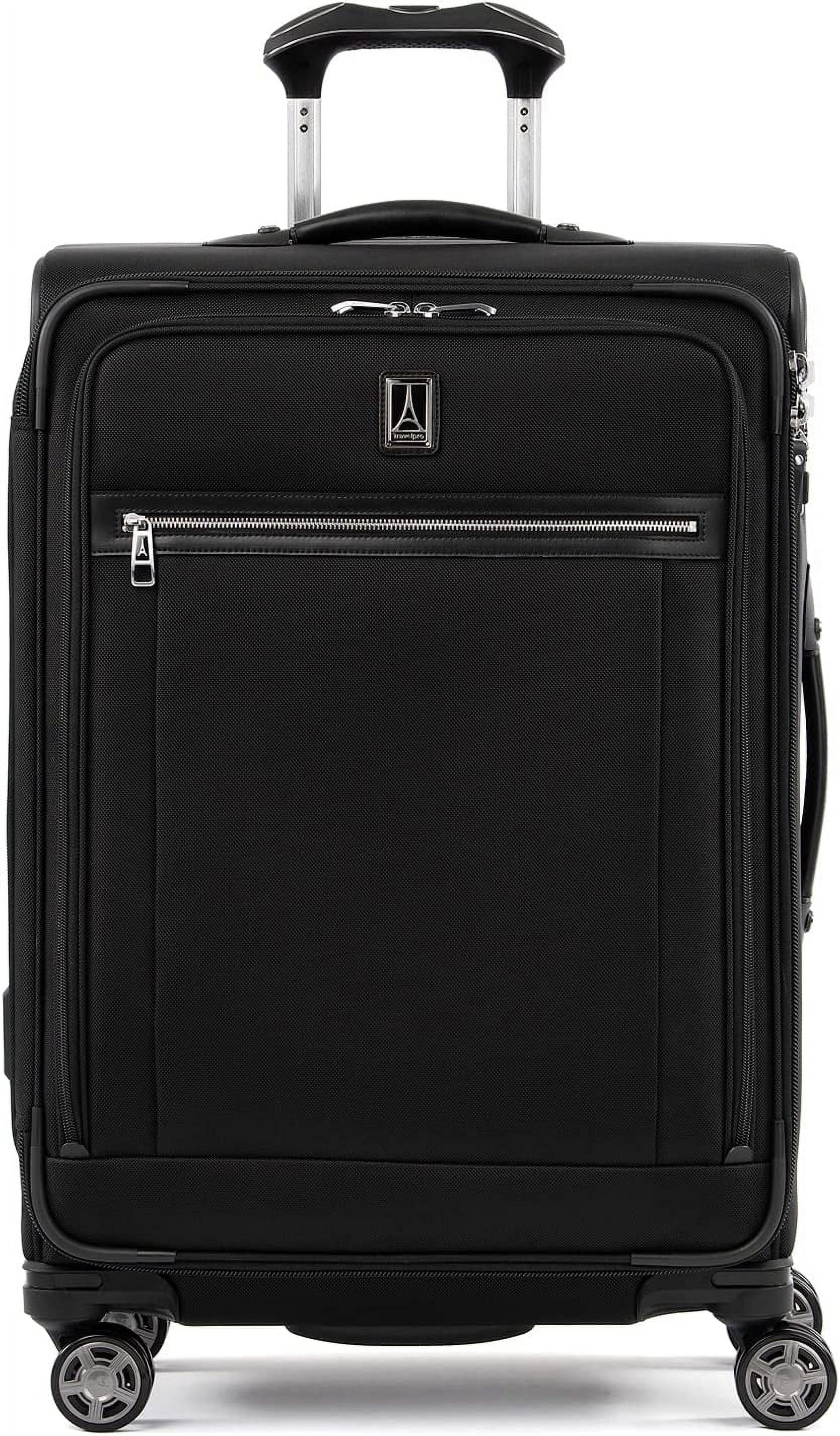 Travelpro Platinum Elite Softside Expandable Checked Luggage, 8 Wheel Spinner Suitcase, TSA Lock, Men and Women, Shadow Black, Checked Medium 25-Inch Checked-Medium 25-Inch Shadow Black