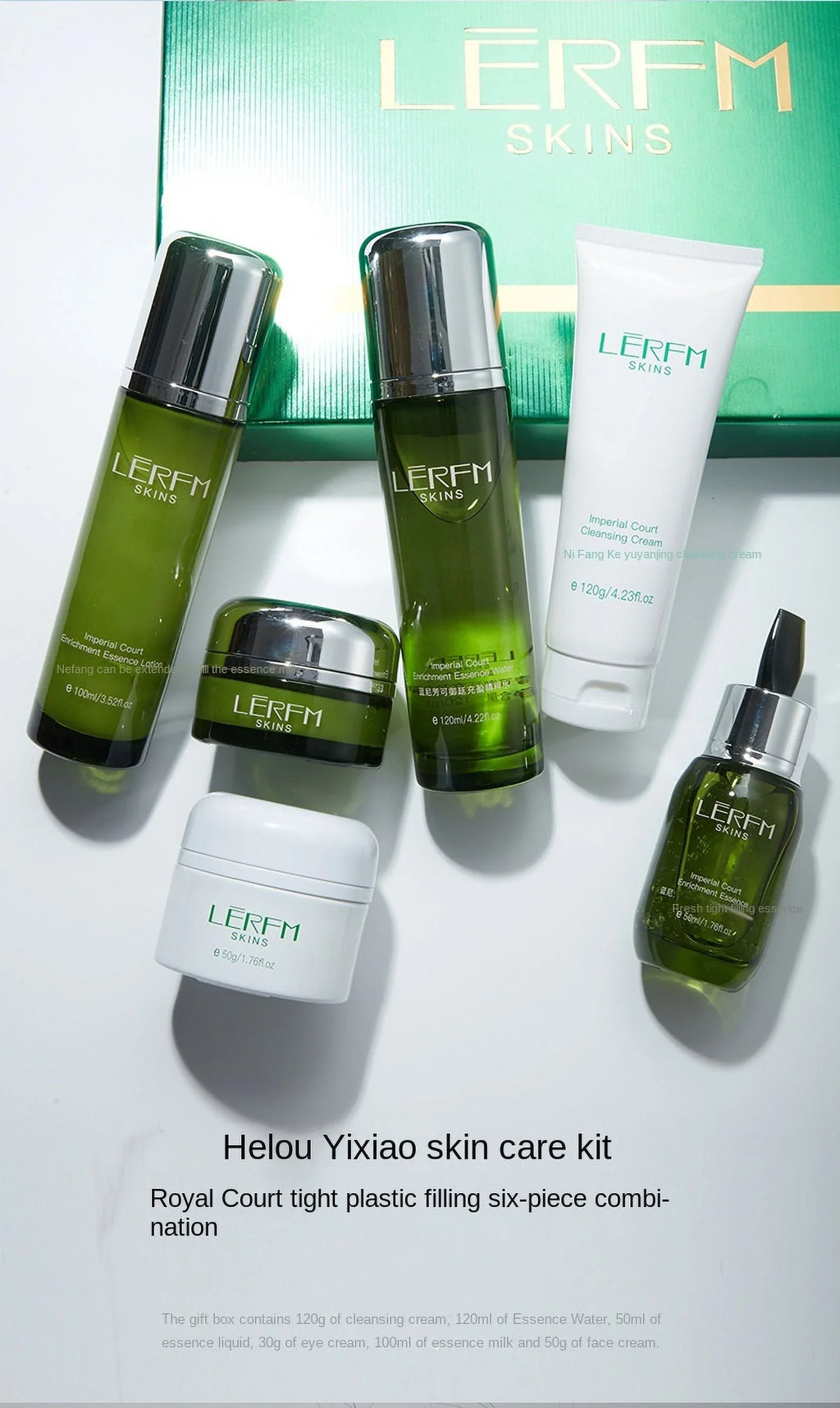 LERFM Face Skincare Set 6Pcs Deep Cleaning Pores Oil Control Toner Firming Face Serum Whitening Day Night Cream Beauty Products