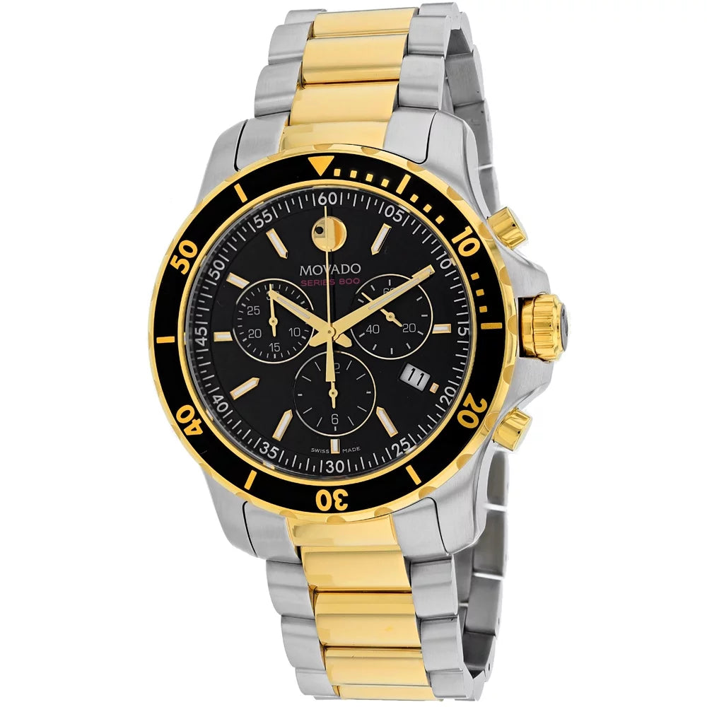 Movado Men's 2-Tone Chronograph Black Dial Watch - 2600146