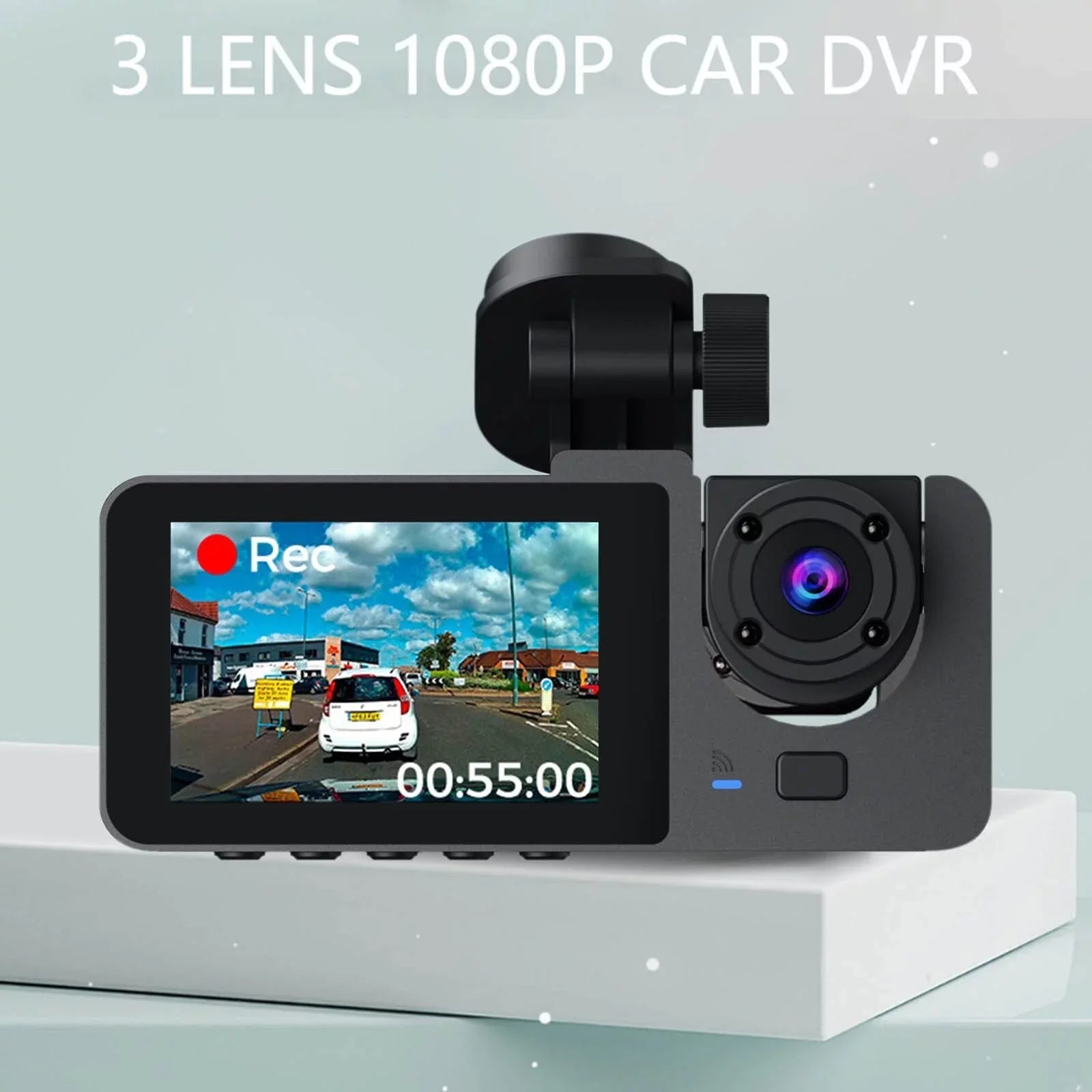 Dash Cam for Car, 1080P 3 Channel Front & Rear Inside Dash Camera, Super Night Vision, Parking Monitor, Loop Recording, with 32GB SD Card