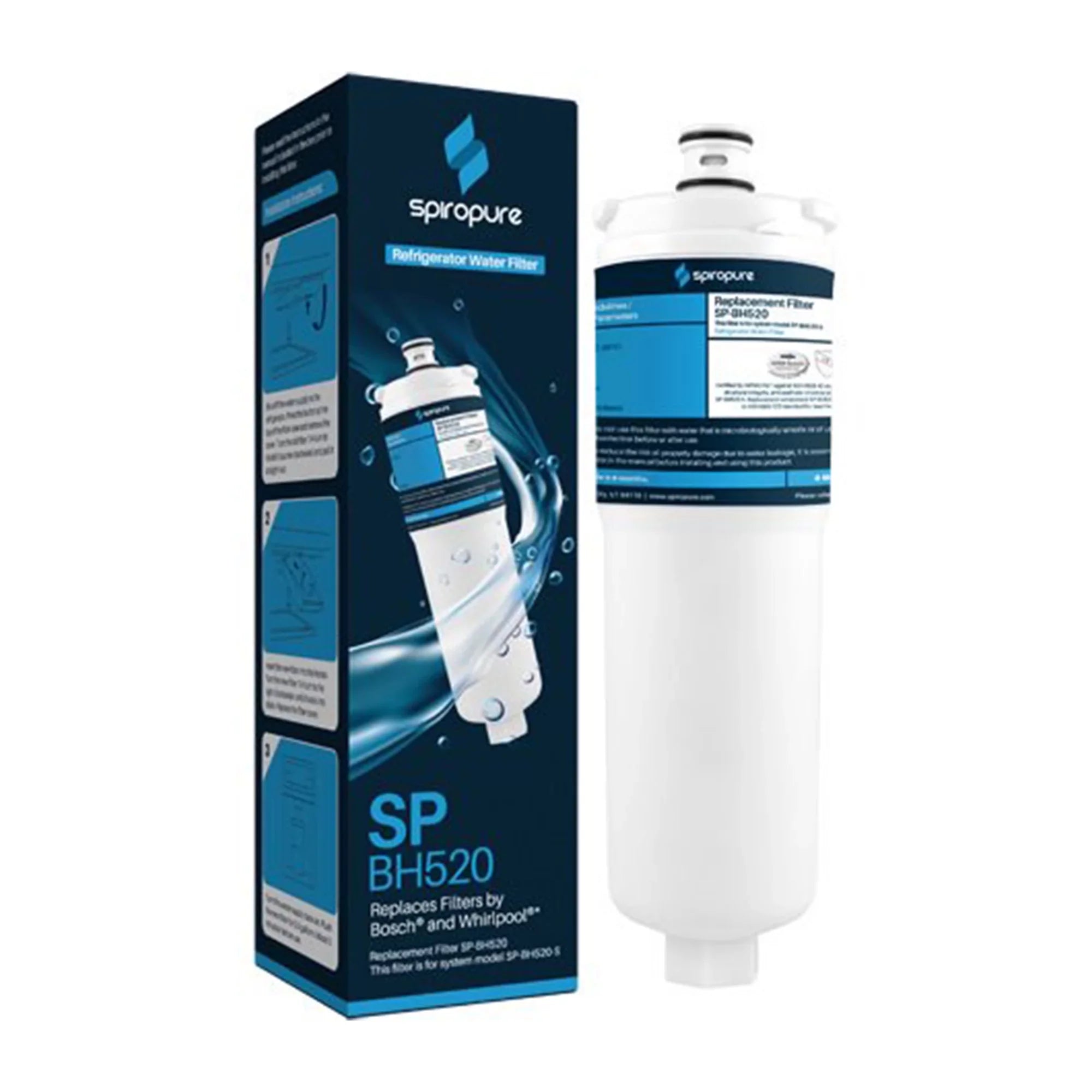 SpiroPure SP-BH520-3PK Refrigerator Liquid Filter Replacement Part, 3 Pack