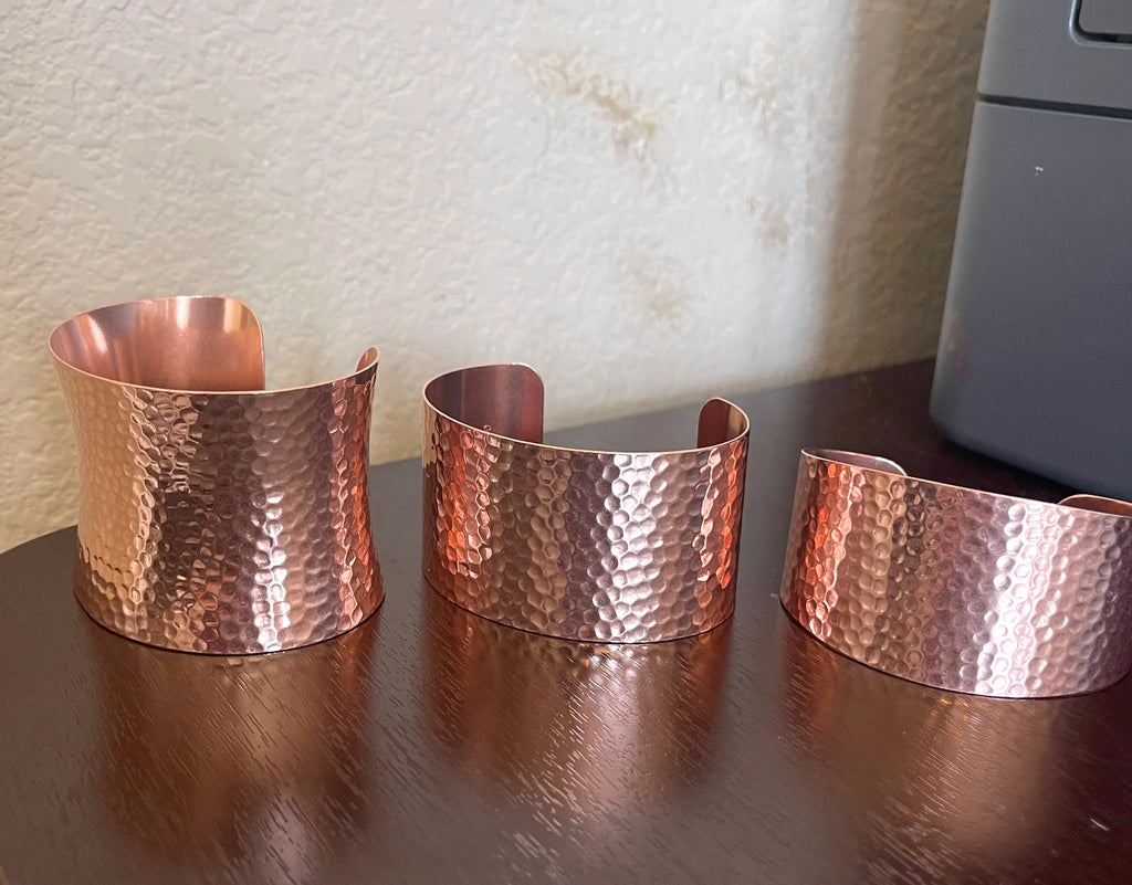 Wide About 2" Diameter Pure Solid Brass Bracelet Hammered Texture Cuff Bangle for Men or Women Made in USA