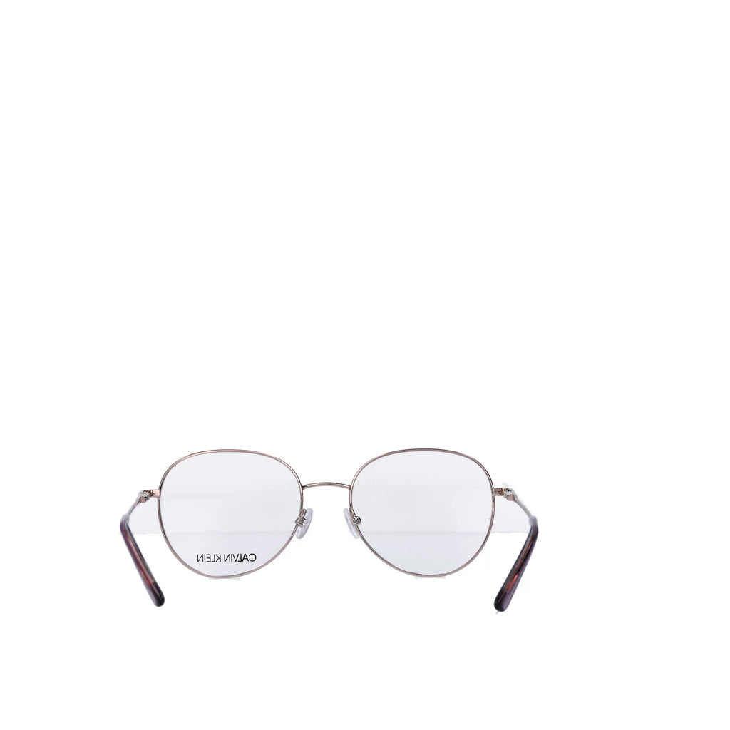 Calvin Klein Women's Round Eyeglasses, CK19130G, Rose Gold, 52-18-140, with Case