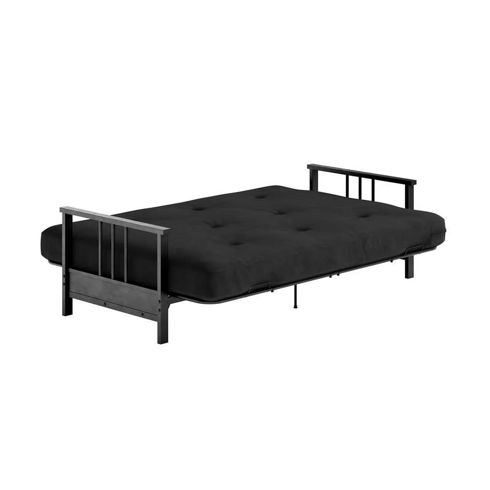 DHP Tallie Full Metal Arm Futon with 6" Thermobonded Black Microfiber Mattress