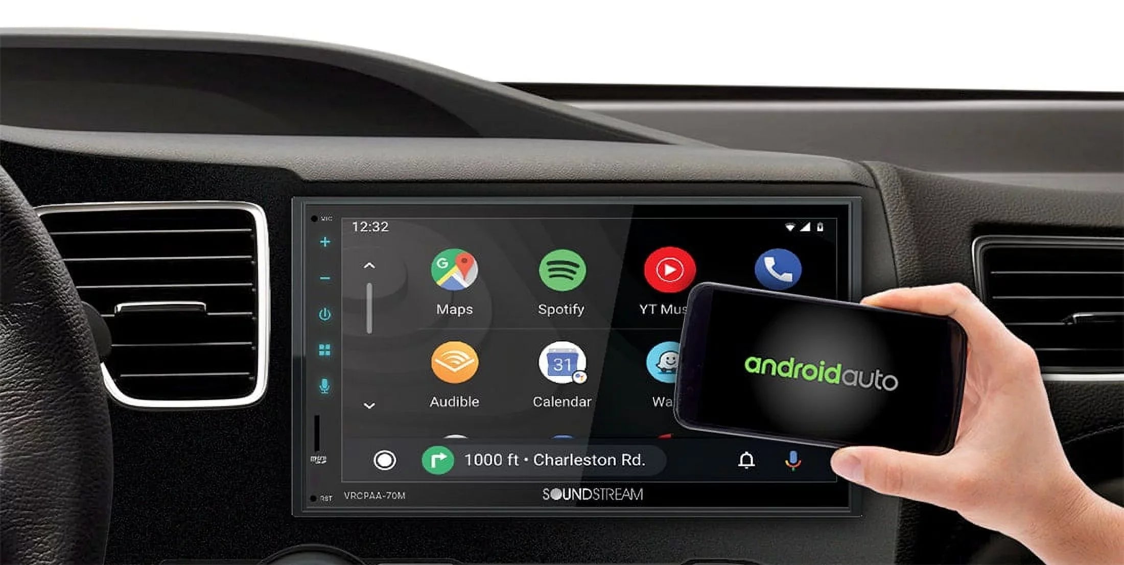 Soundstream VRCPAA-70M 7" Double DIN Bluetooth CarPlay & Android +Camera Black
