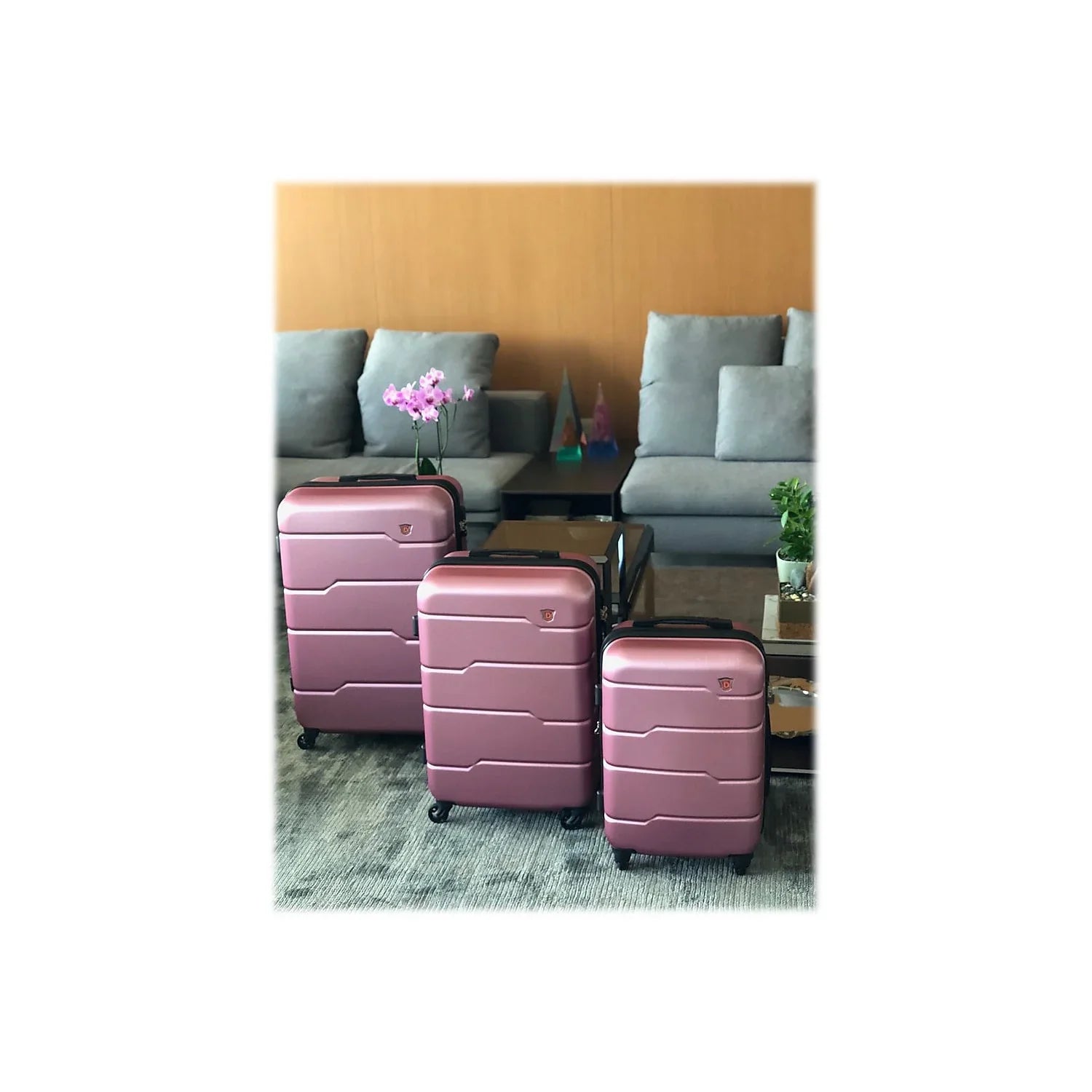 DUKAP RODEZ 3-Piece Plastic Luggage Set Rose Gold (DKRODSML-ROS)