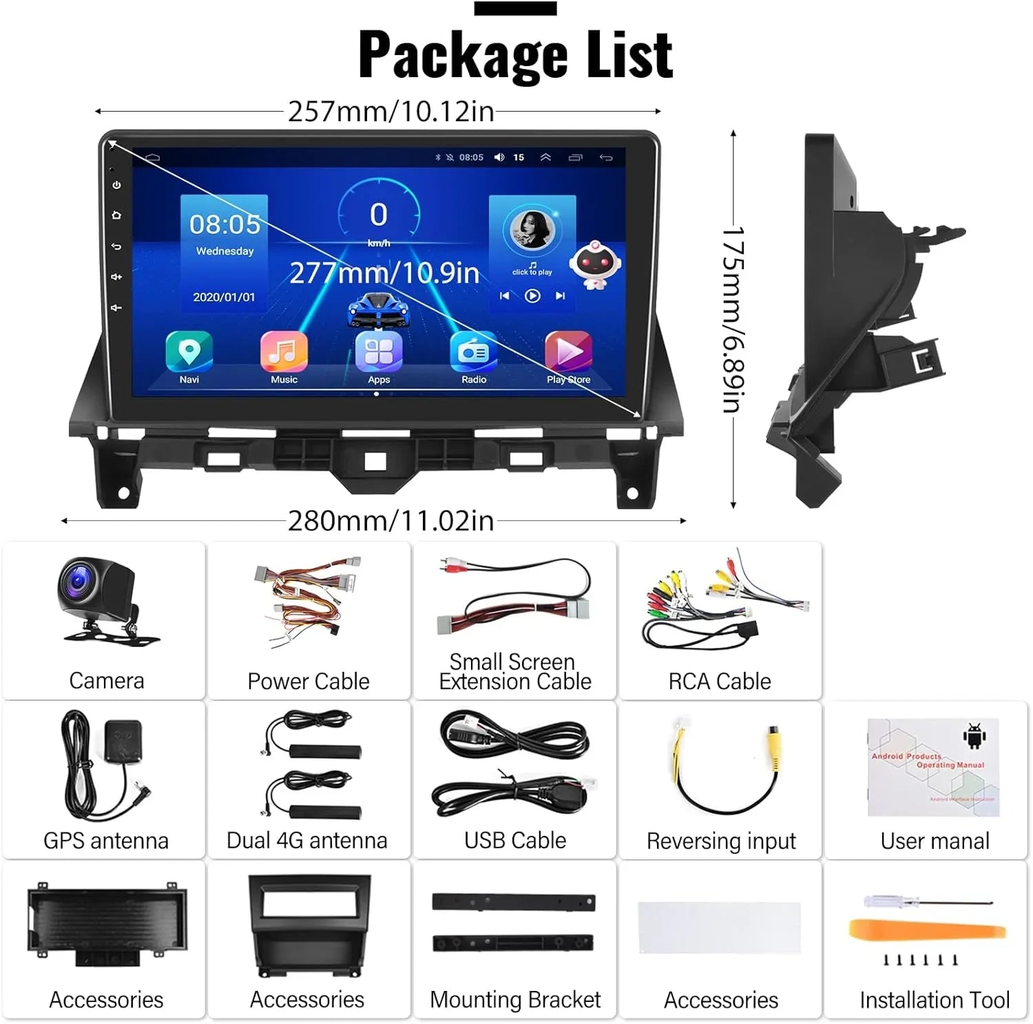 THONZER Car Stereo Radio for Honda Accord 8th 2008-2013 Android 8 Core Car Stereo 10.1 Inch Touch Monitor with CarPlay Android Auto Bluetooth 5.0 GPS Navigation 4G WiFi Backup Camera（4G+64G）