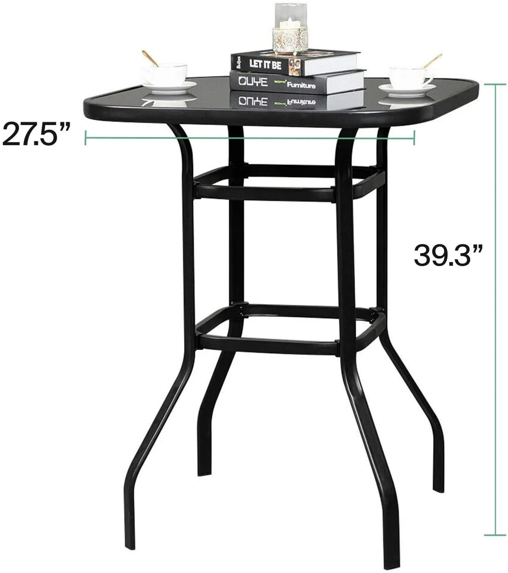 Gianna Bistro Porch Squire Shape Glass Bar Table For Poolside Decor