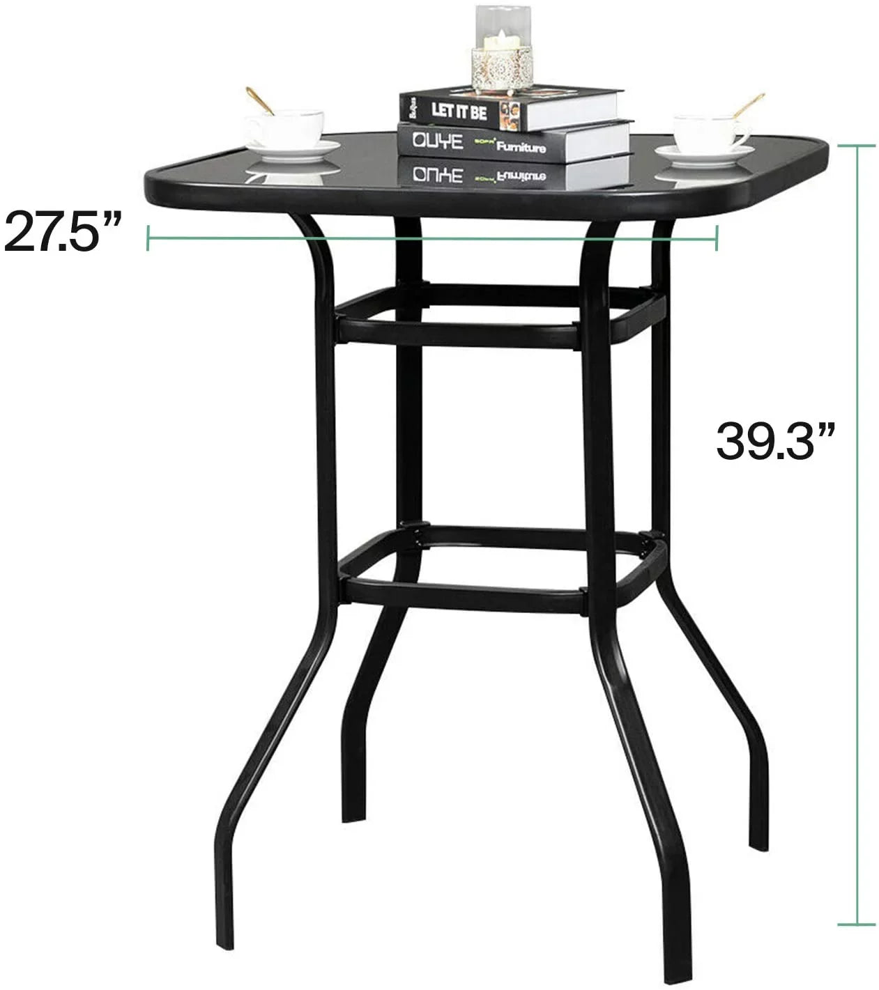 Gianna Bistro Porch Squire Shape Glass Bar Table For Poolside Decor