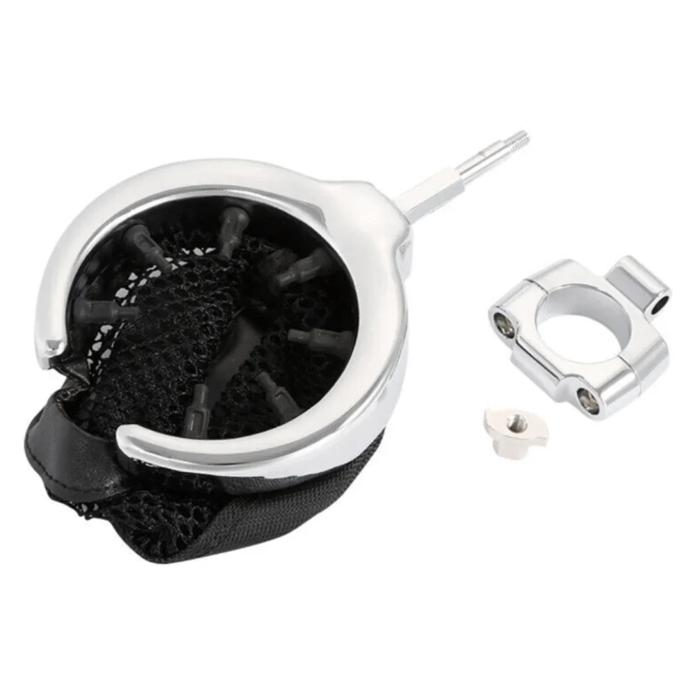 Teledu Universal Motorcycle Handlebar Cup Holder Metal Drink W/ Mesh Basket For Harley