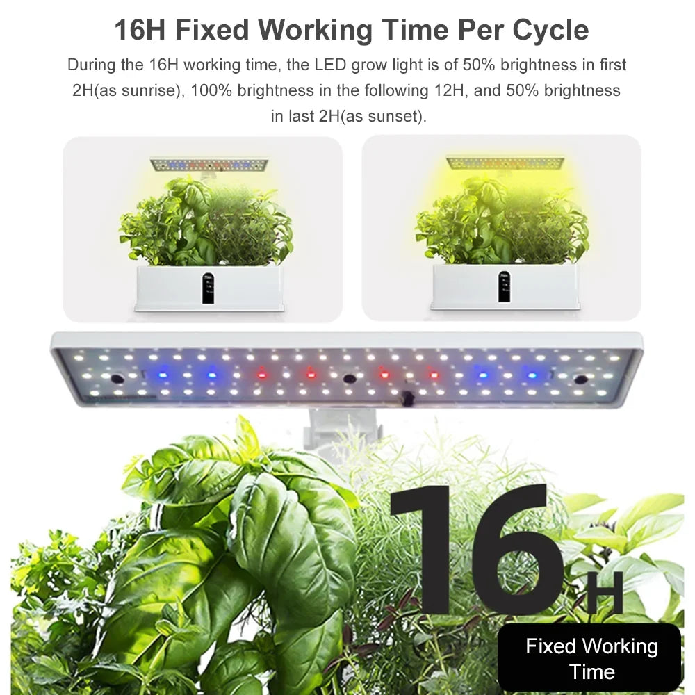 Smart Hydroponics Growing System Indoor Herb Garden Kit 9 Pods Automatic Timing with Height Adjustable 15W Grow 2L Tank Smart Pump for Home Office Kitchen