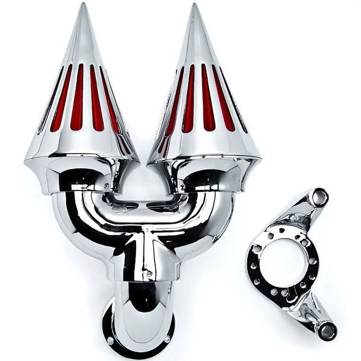 Krator Chrome Dual Spike Intake Air Cleaner Filter Kit Compatible with Harley-Davidson Sportster Custom Applications