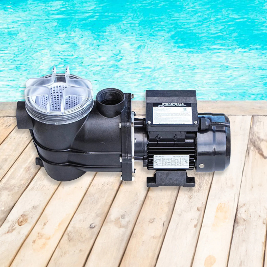 HYDROTOOLS By SWIMLINE 714061 Hydro-Flo 0.35 (0.45 THP) 2400 GPH ABOVE GROUND Powerful Pool Pump 1 Speed Extra Large Strainer Basket Vertical Discharge 115V Energy Saving Silent Noise DOE Certified