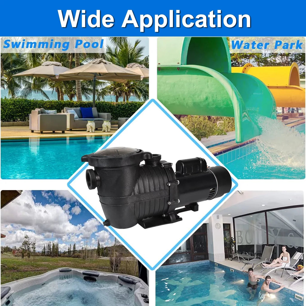iMeshbean In-ground Swimming Pool Pump, 1.5HP Motor 110V-230V, 6000GPH, Head Max 69FT, for Above Ground Swimming Pool and Inground Pool Liquid Circulation, w/ Strainer Basket