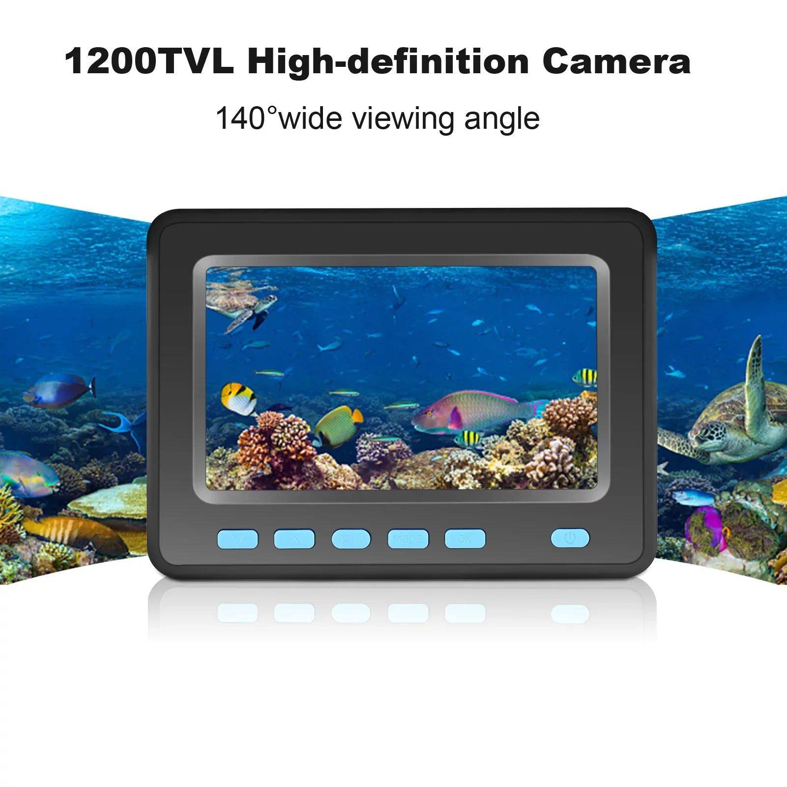 Fluid Fishing Camera with 4.3'' LCD - 20M/30M 1200TVL Fish Finder with 8PCS IR LED Night Vision for Ice and Boat Fishing