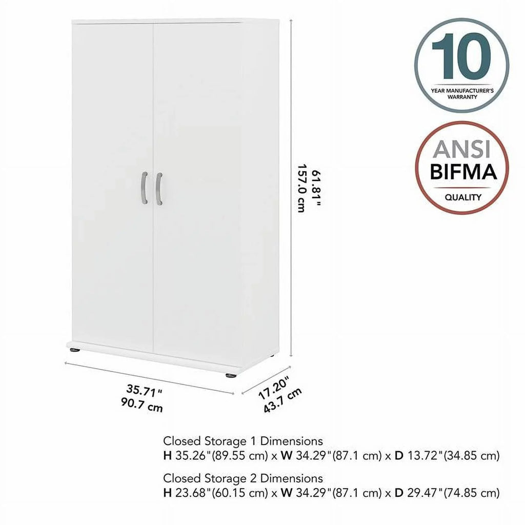 Pemberly Row Tall Garage Storage Cabinet in White - Engineered Wood
