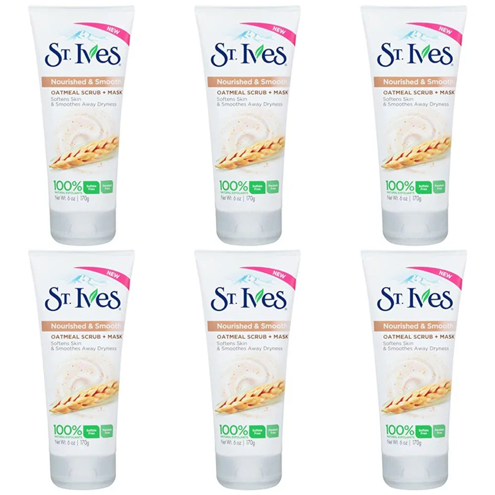 Pack of (6) St. Ives Nourished and Smooth Scrub and Mask, Oatmeal 6 oz