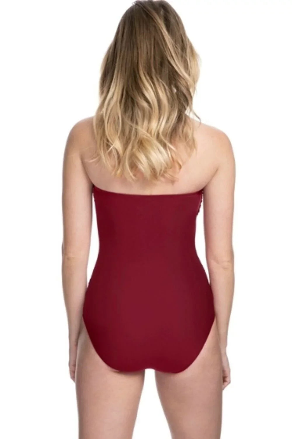 Gottex Women's Swimwear Lace-Up Moto Bandeau One-Piece Swimsuit Red 42, $128 NWT