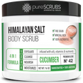 pureSCRUBS Premium Pink Himalayan Salt Body Scrub Set- Large 16oz CUCUMBER BODY SCRUB - Second-hand With Organic Essential Oils & Nutrients + FREE Wooden Spoon, Loofah & Mini Exfoliating Bar Soap