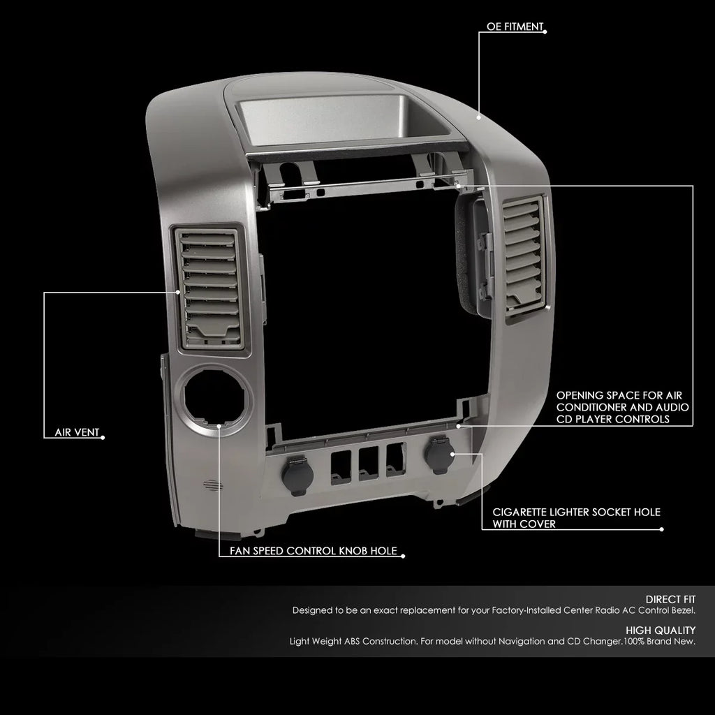 DNA Motoring ZTL-Y-0163 For 2004 to 2006 Nissan Titan Armada SE XE Factory Style Instrument Panel Lid Console Panel Bezel without Center Speaker 05