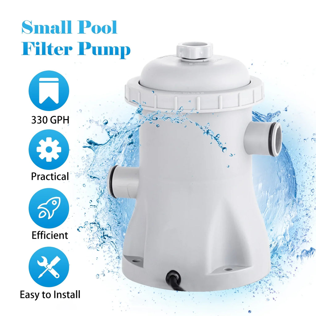 CACAGOO Pool Filter Pump 330 GPH Paddling Pool Electric Fluid Pump With 2 Pool Filter Cartridge Pool Pumps