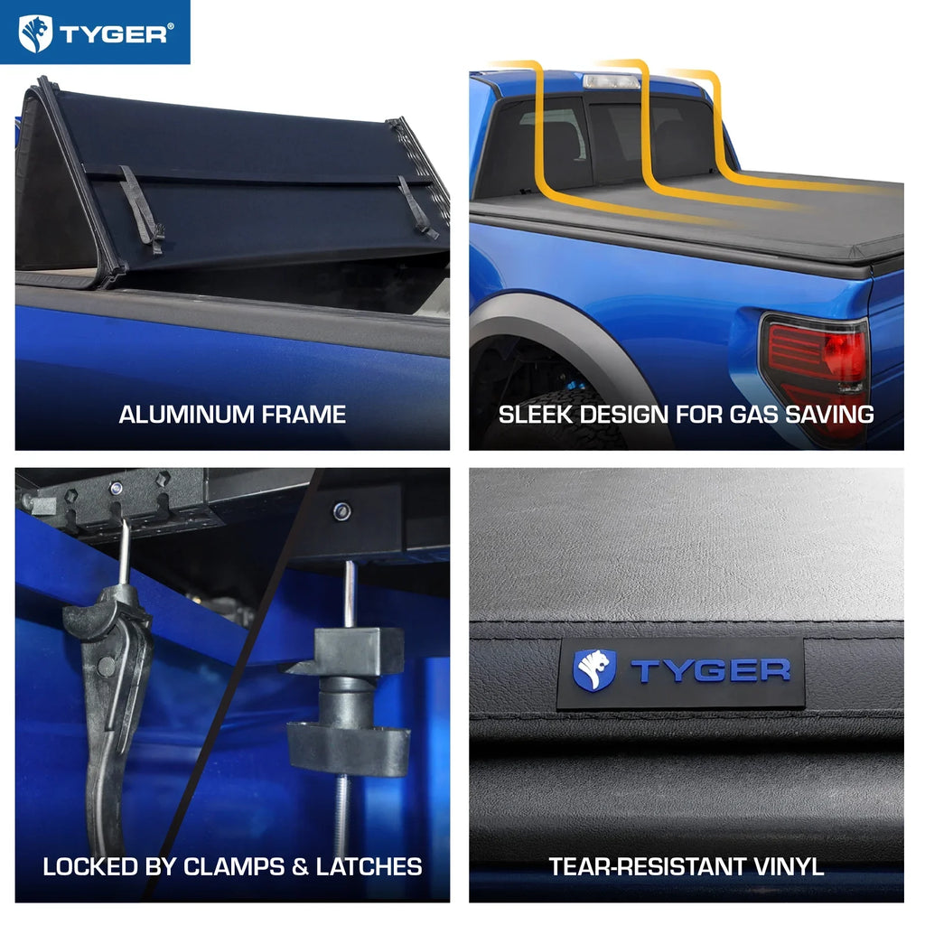Tyger Auto T3 Soft Tri-fold Truck Bed Tonneau Cover Compatible with 2007-2013 Toyota Tundra | 6.5' Bed | TG-BC3T1033 | Vinyl