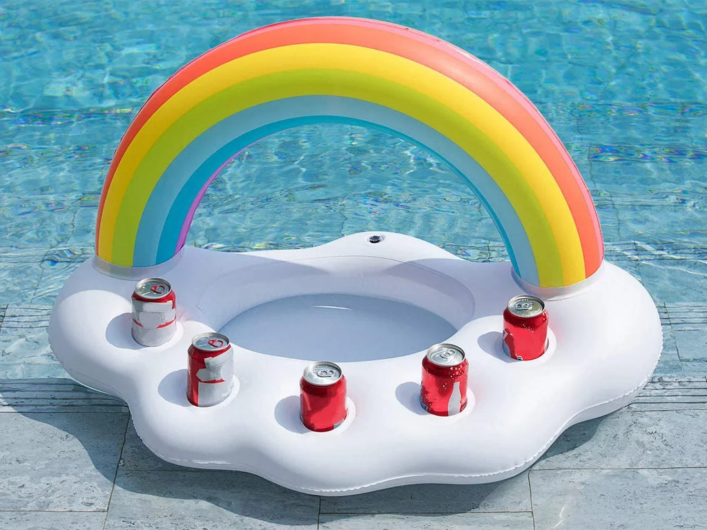 Inflatable Rainbow Cloud Drink Holder Floating Beverage Fluid Fun Decorations