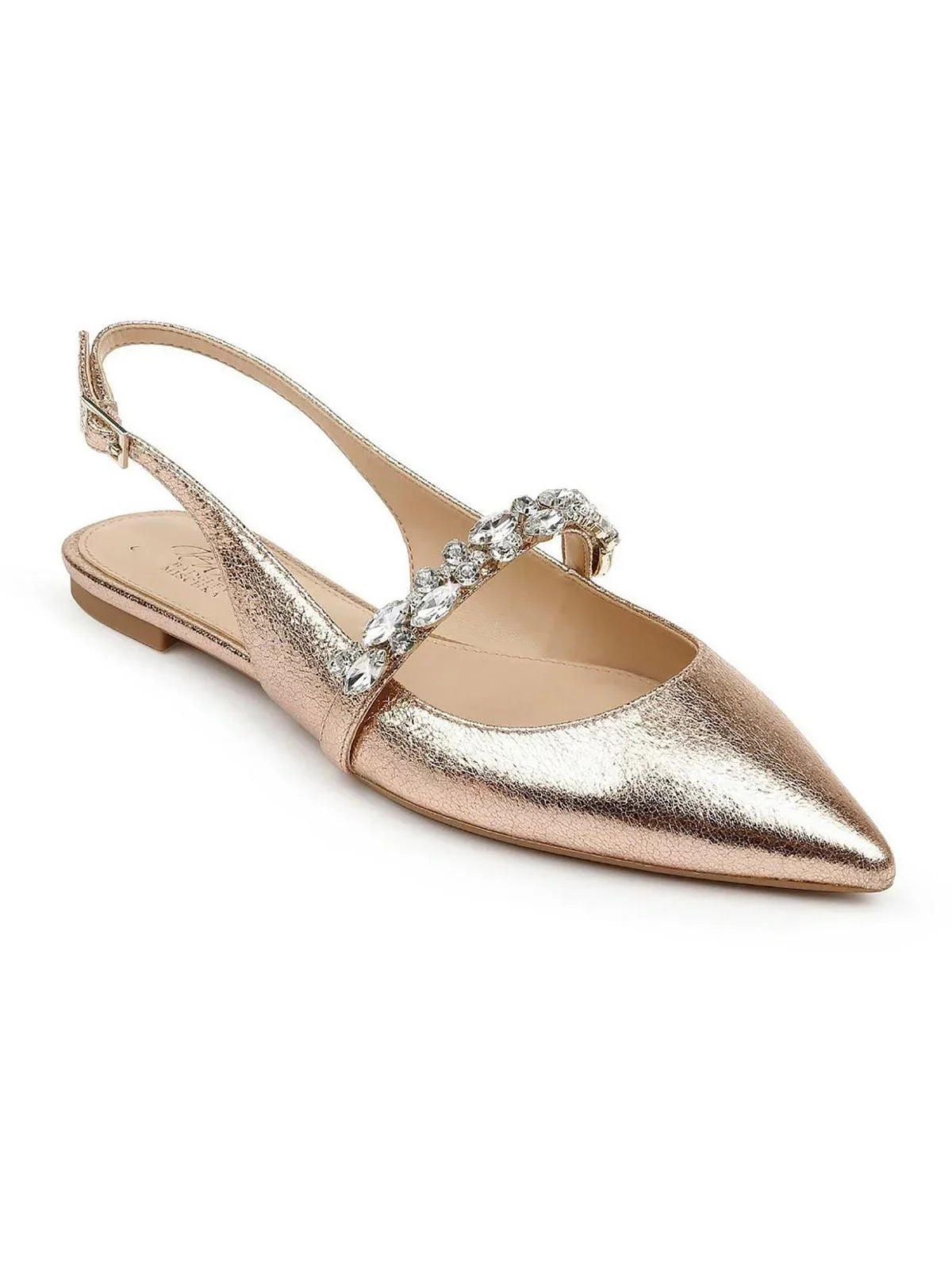 Jewel Badgley Mischka Womens Bambi Faux Leather Pointed Toe Slingbacks