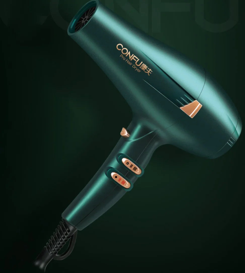 CONFU hot and cold air Hair Dryer, 2000W High Power Dryer, Quiet high wind professional hair stylist Dryer, Cool Shot Button, 3 Heat and 2 Speed Settings, Ionic Function for Shinier Results Silver