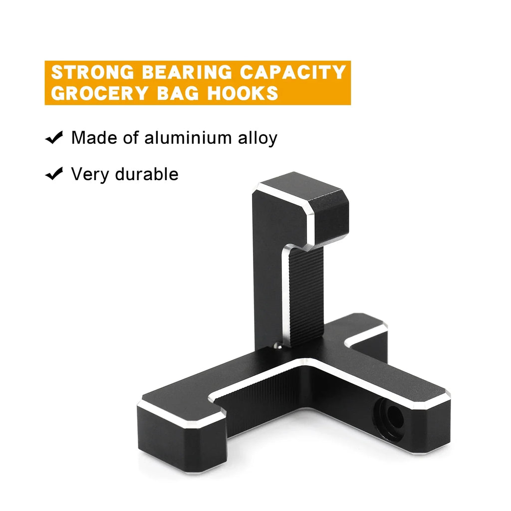 Dcenta Aluminum Trunk Grocery Bag Hooks Replacement for Bronco 2021-2023 2-Door 4-Door Black Interior Organizer (2pcs T+2pcs J Shape)