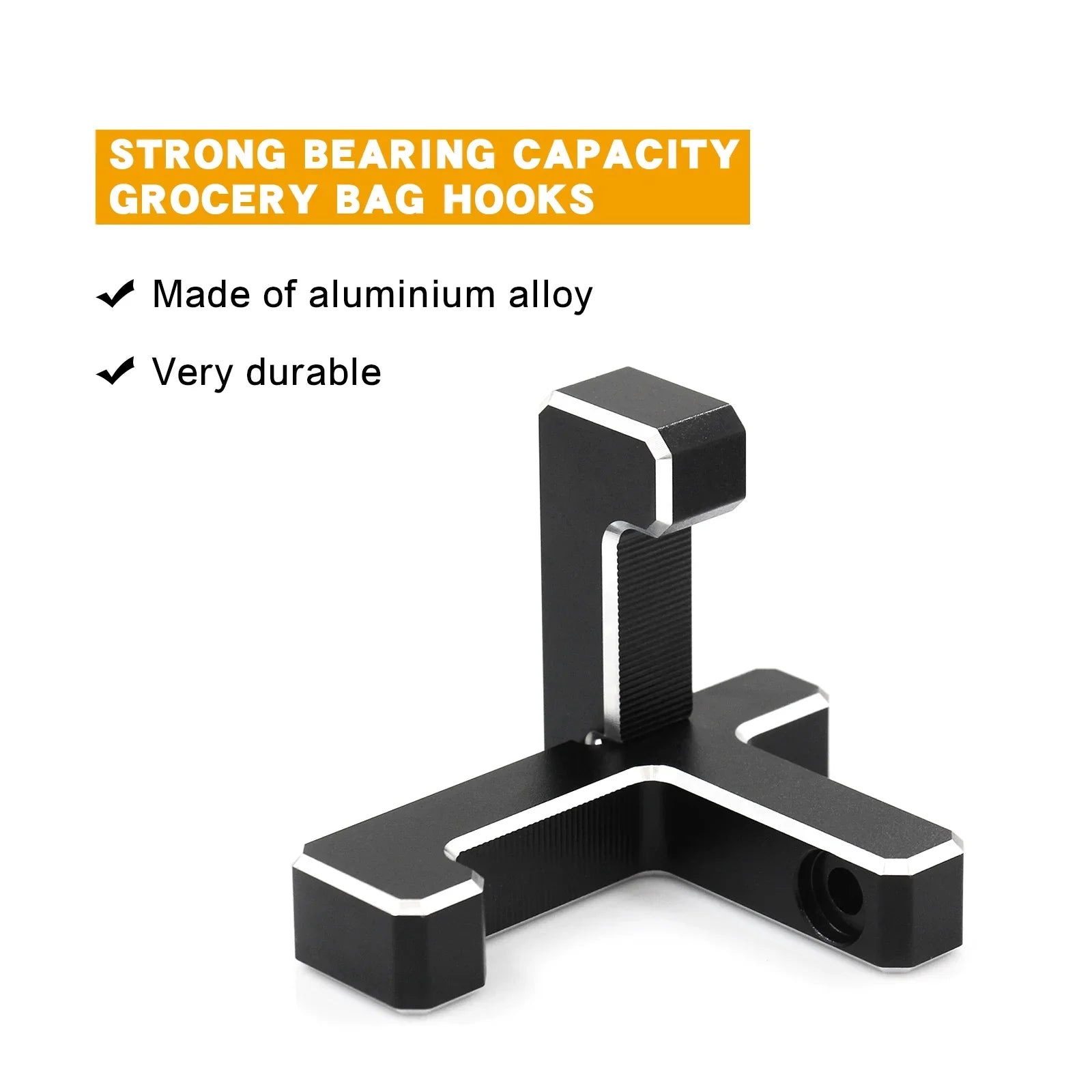 Dcenta Aluminum Trunk Grocery Bag Hooks Replacement for Bronco 2021-2023 2-Door 4-Door Black Interior Organizer (2pcs T+2pcs J Shape)