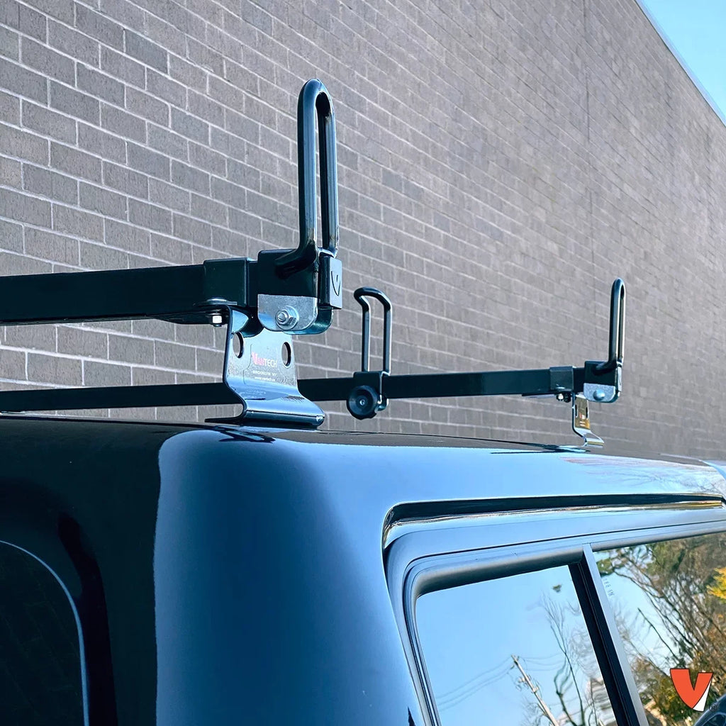 Vantech Heavy Duty 2 Bar Ladder Roof Rack Fits: Truck Toppers/Camper Shell (Black)