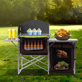 FETCOI Portable Foldable Camping Kitchen Station Folding Grill Table W/ Tabletop
