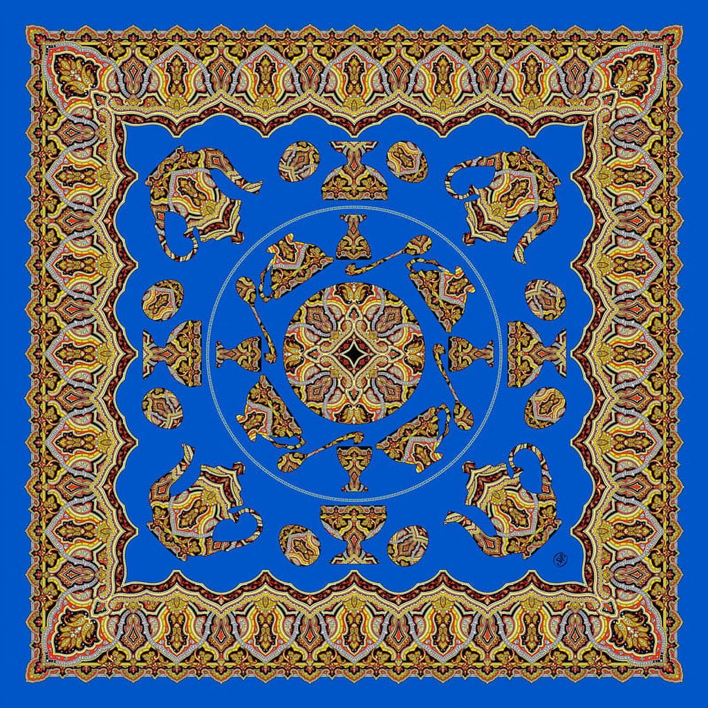 Noble Heritage Silk Shawl 6x36 inch Dark blue Traditions of Faberge Silk Square Shawl
