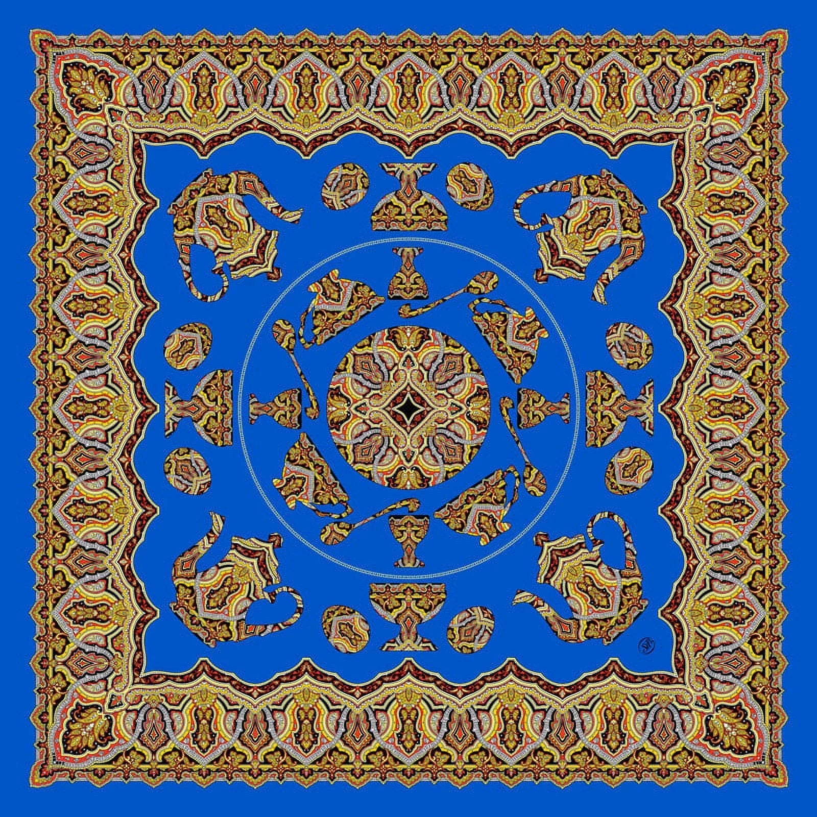 Noble Heritage Silk Shawl 6x36 inch Dark blue Traditions of Faberge Silk Square Shawl