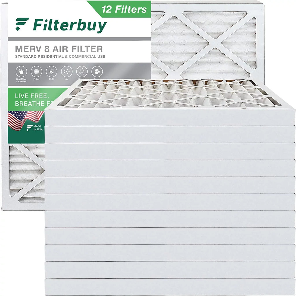 Filterbuy 15x20x2 MERV 8 Pleated HVAC AC Furnace Air Filters (12-Pack)