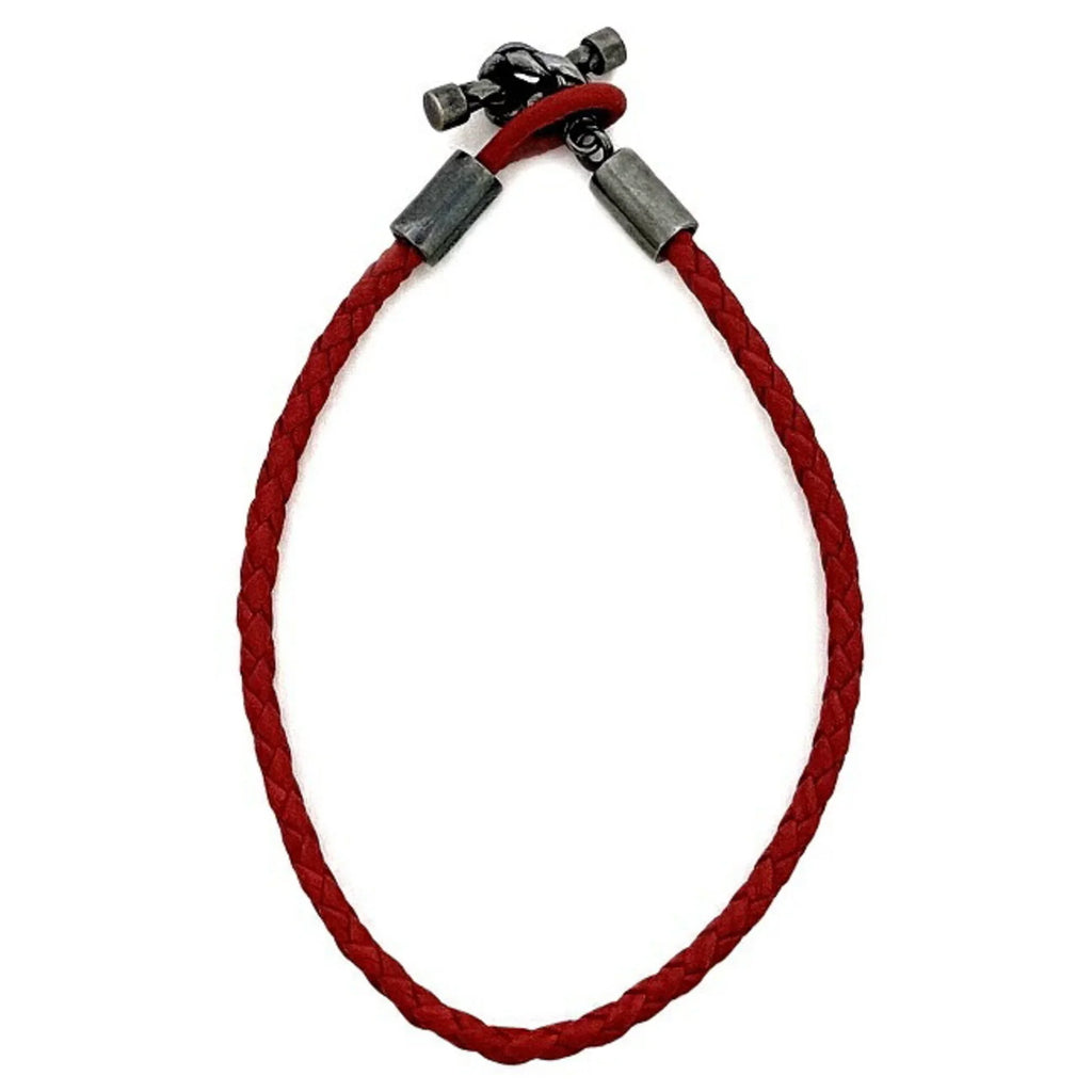 Pre-Owned Bottega Veneta Ec-14210 Leather,Silver 925 Charm Bracelet Red Color (Like New)