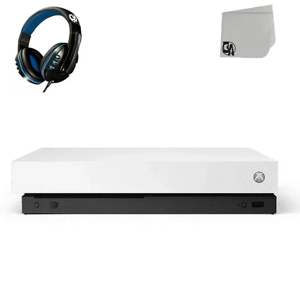Xbox One X 1TB, 4K Ultra HD White Console Only with Headset BOLT AXTION Bundle Refurbished
