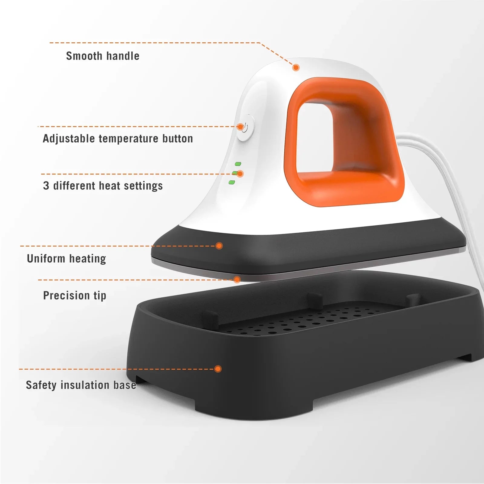 Mini Heat Press Machine 7" * 3.8" in Portable Iron Heat Transfer Machine with Fast Heating for T-Shirt Clothes Hat Bags, Orange
