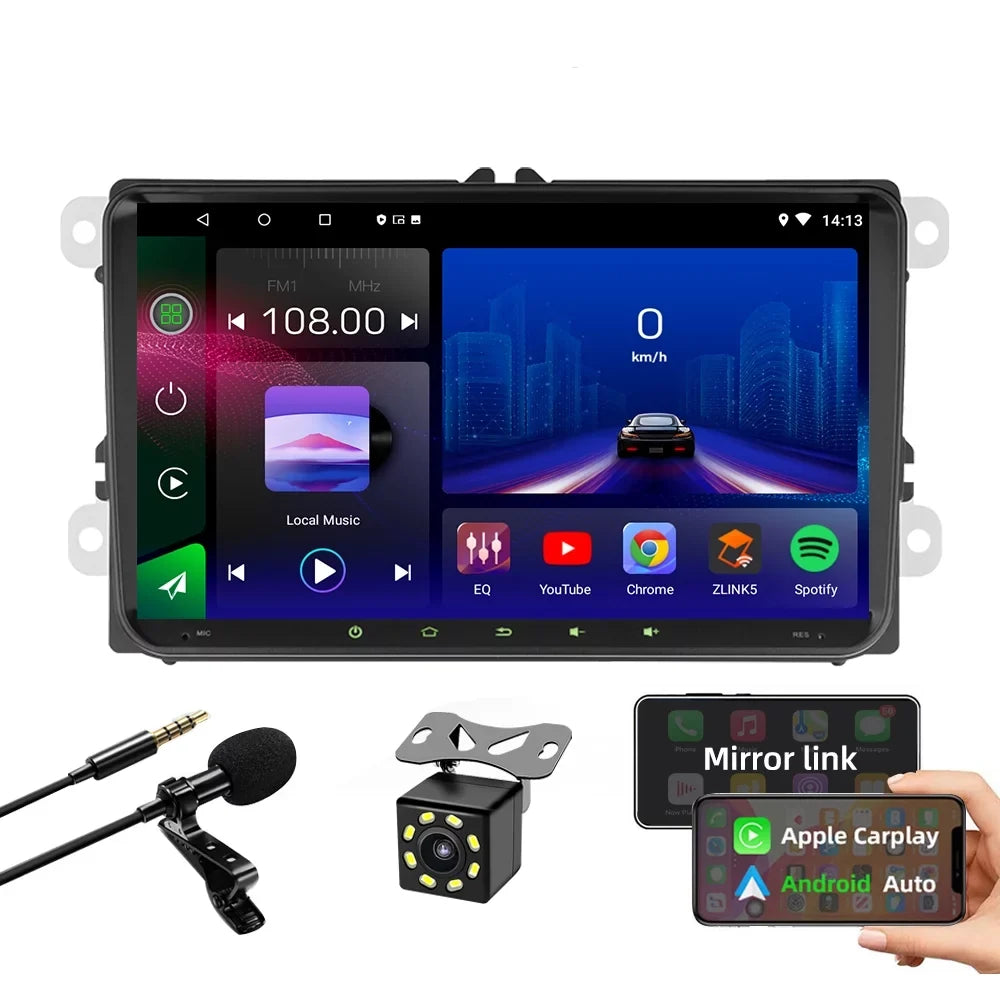 JMANCE 9 inch Android Car GPS Navigation for VW Volkswagen Golf Polo Tiguan Passat Jetta with Carplay Android Auto BT WiFi RDS DSP FM with Backup Camera